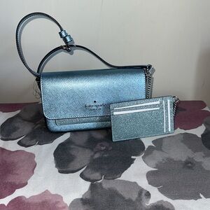 Kate Spade ♠️ Duo crossbody Glitter metallic purse NWT